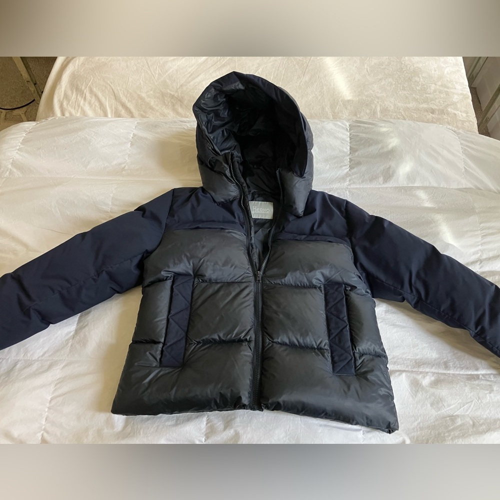 HERNO Boys Mixed Media Nylon Bomber. Super warm…